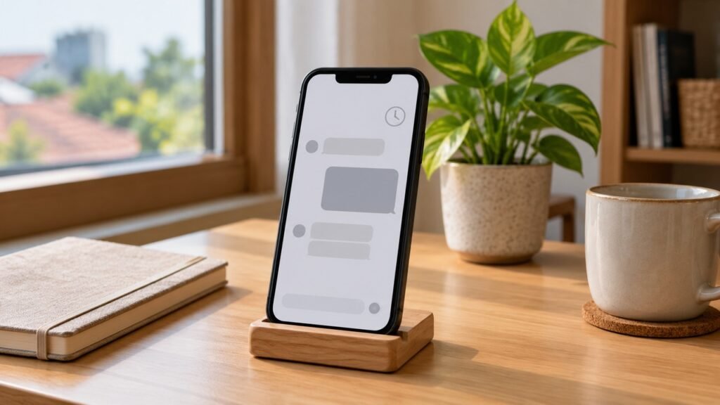Ponsel dengan ilustrasi pesan dan ikon jam untuk artikel link login MyTelkomsel kedaluwarsa.